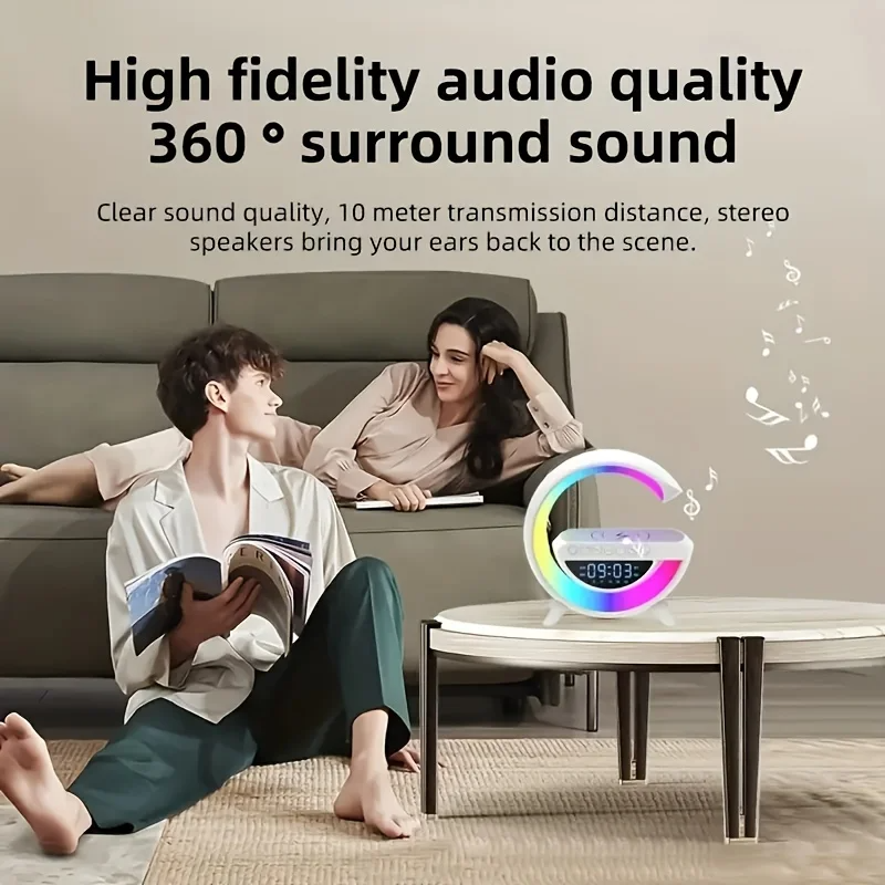 🎁Last Day Promotion Save 50% on Bundle(02 Pcs) - G-Shape: RGB Clock Lamp & Bluetooth Speaker with Wireless Charging