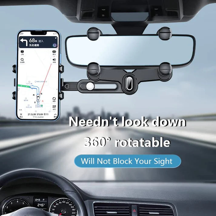 Multifunctional 360 Rotatable Car Rearview Mirror Phone Holder