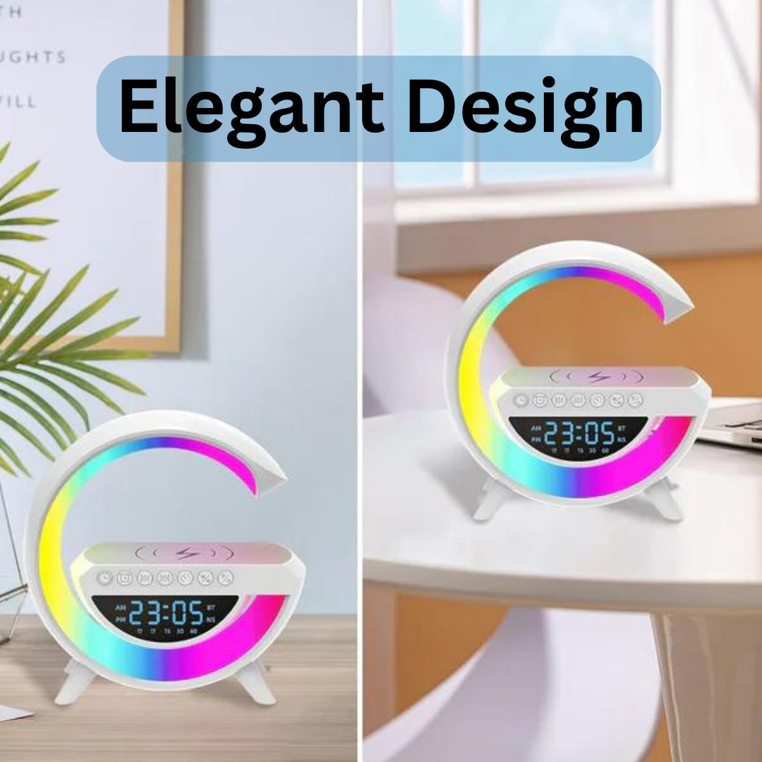 🎁Last Day Promotion Save 50% on Bundle(02 Pcs) - G-Shape: RGB Clock Lamp & Bluetooth Speaker with Wireless Charging