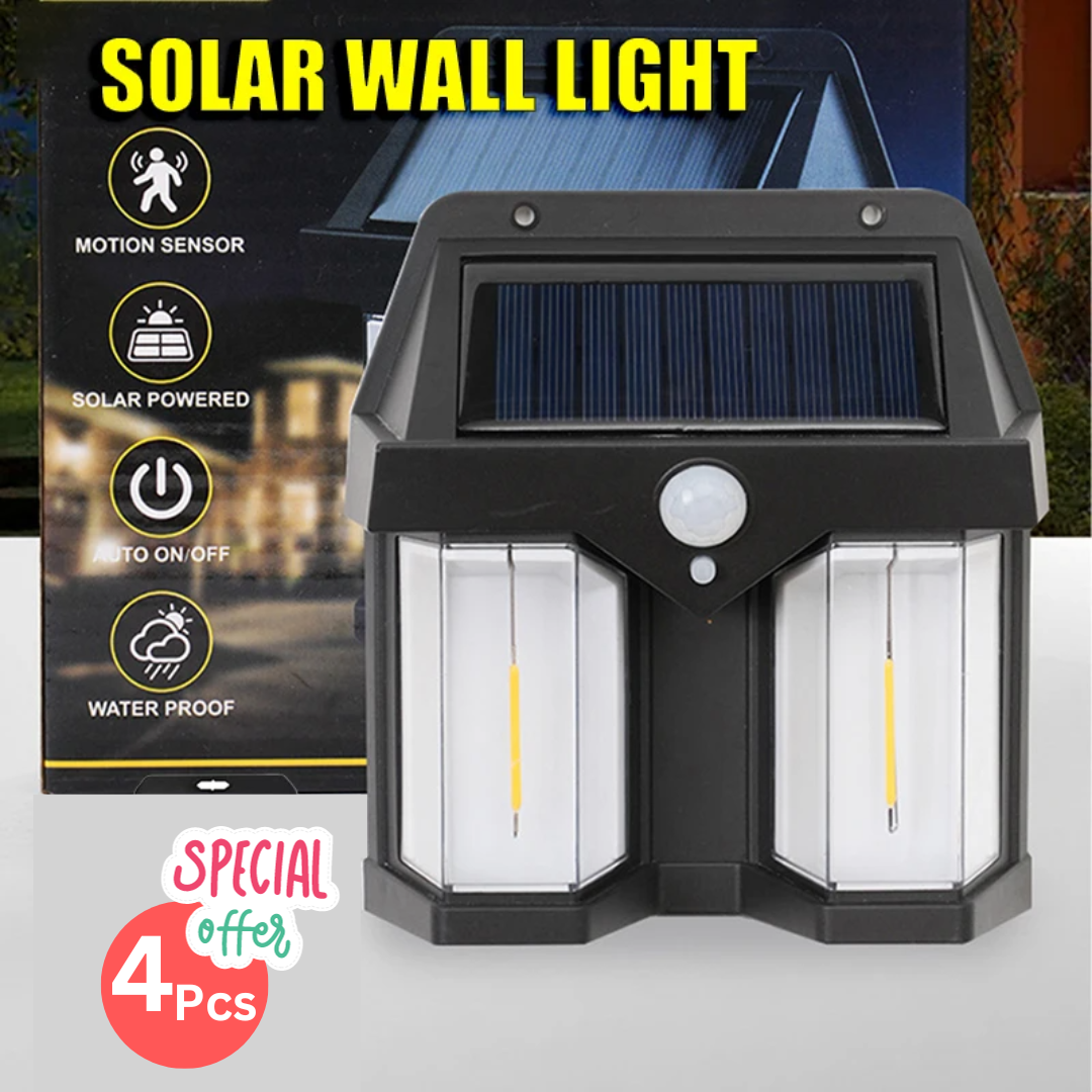 Pack of 04 Pcs, Save Flate 50% - Waterproof Outdoor Solar Wall Lamp