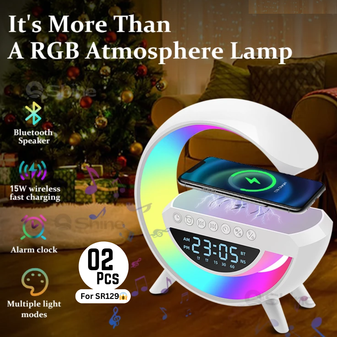 🎁Last Day Promotion Save 50% on Bundle(02 Pcs) - G-Shape: RGB Clock Lamp & Bluetooth Speaker with Wireless Charging